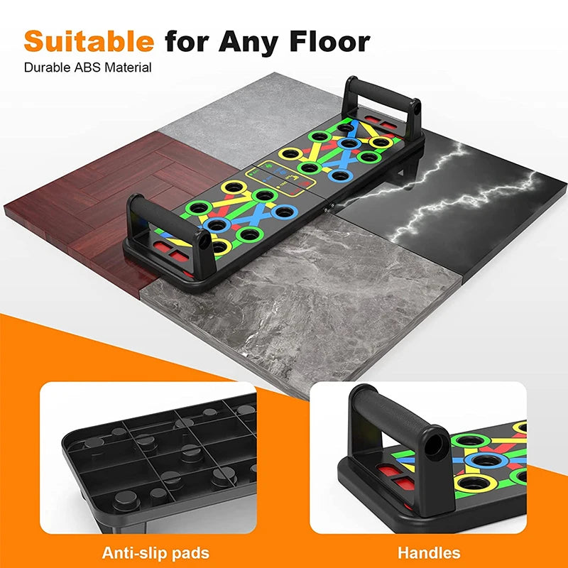 Adjustable Multi-Mode Folding Push-Up Board for Core Muscle Training with Chest, Abdomen, and Back Partition