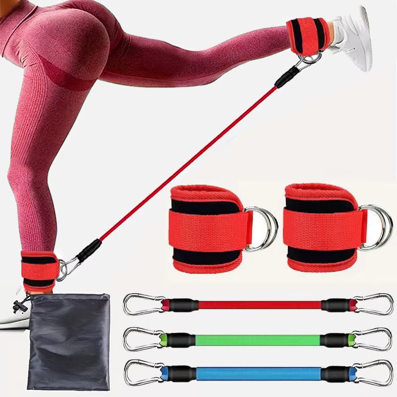 Professional Resistance Band Set with Ankle Straps for Fitness and Yoga - Elastic Exercise Equipment for Men and Women