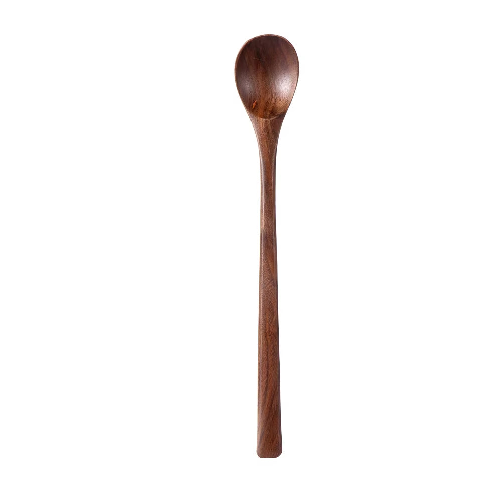 Natural Wooden Large Soup Ladle with Long Handle - Versatile Cooking Scoop for Ramen, Rice, and Catering Tableware