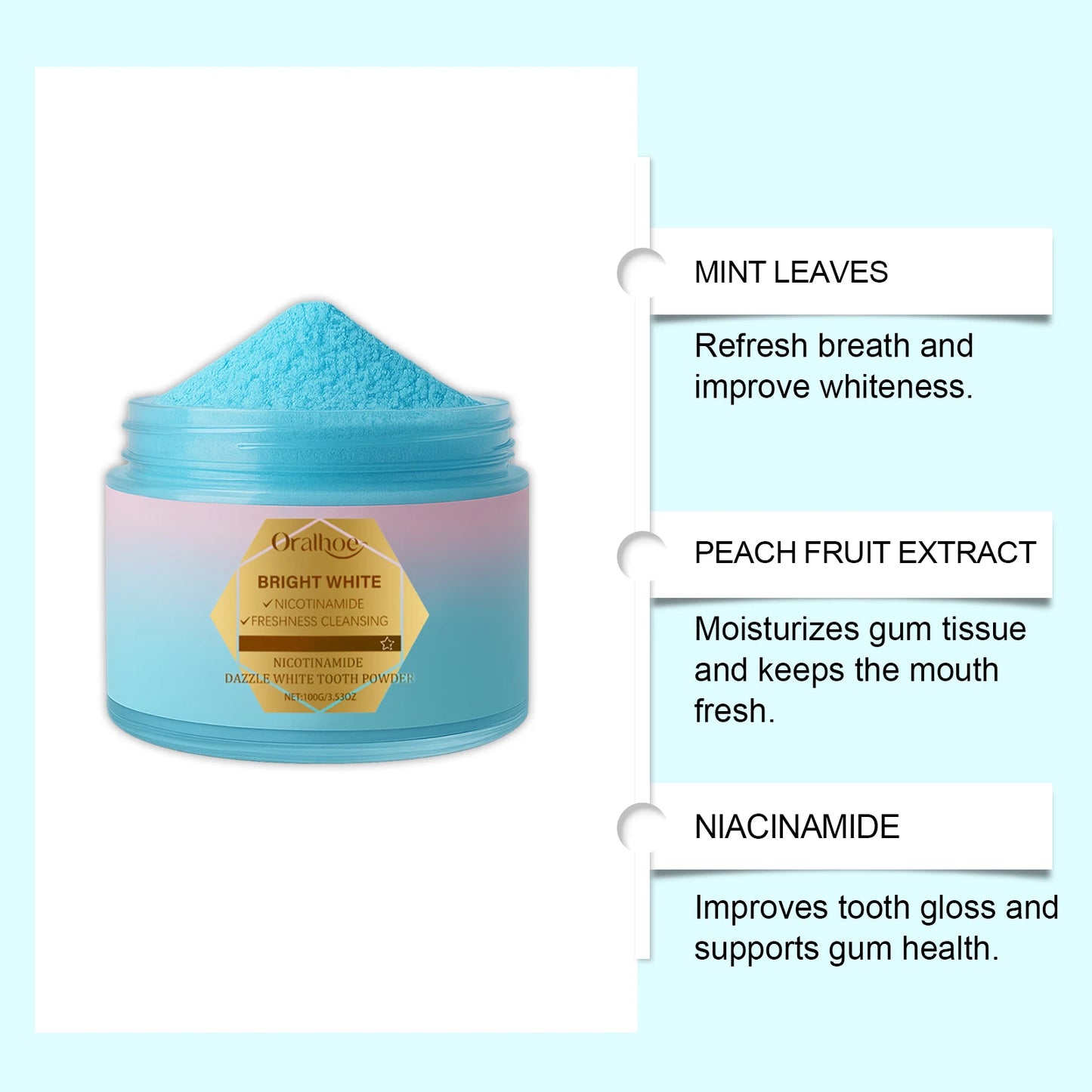 Niacinamide Toothpaste for Plaque Removal, Stain Reduction, Cavity Repair, and Breath Freshening with Lasting Whitening Effects