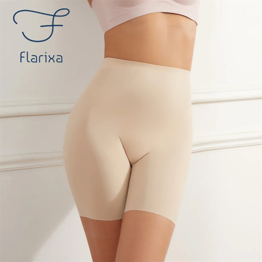 Seamless High-Waist Tummy Control Boyshorts for Women - Ice Silk Hip Lift Underwear