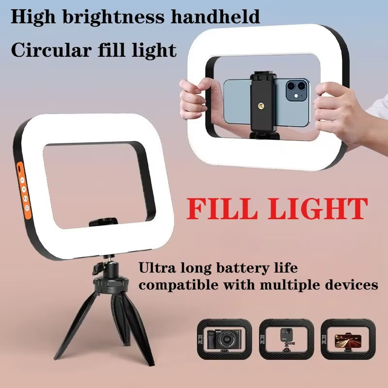 Rechargeable Handheld Ring LED Fill Light for Mobile Phone Live Broadcasting and Desktop Photography