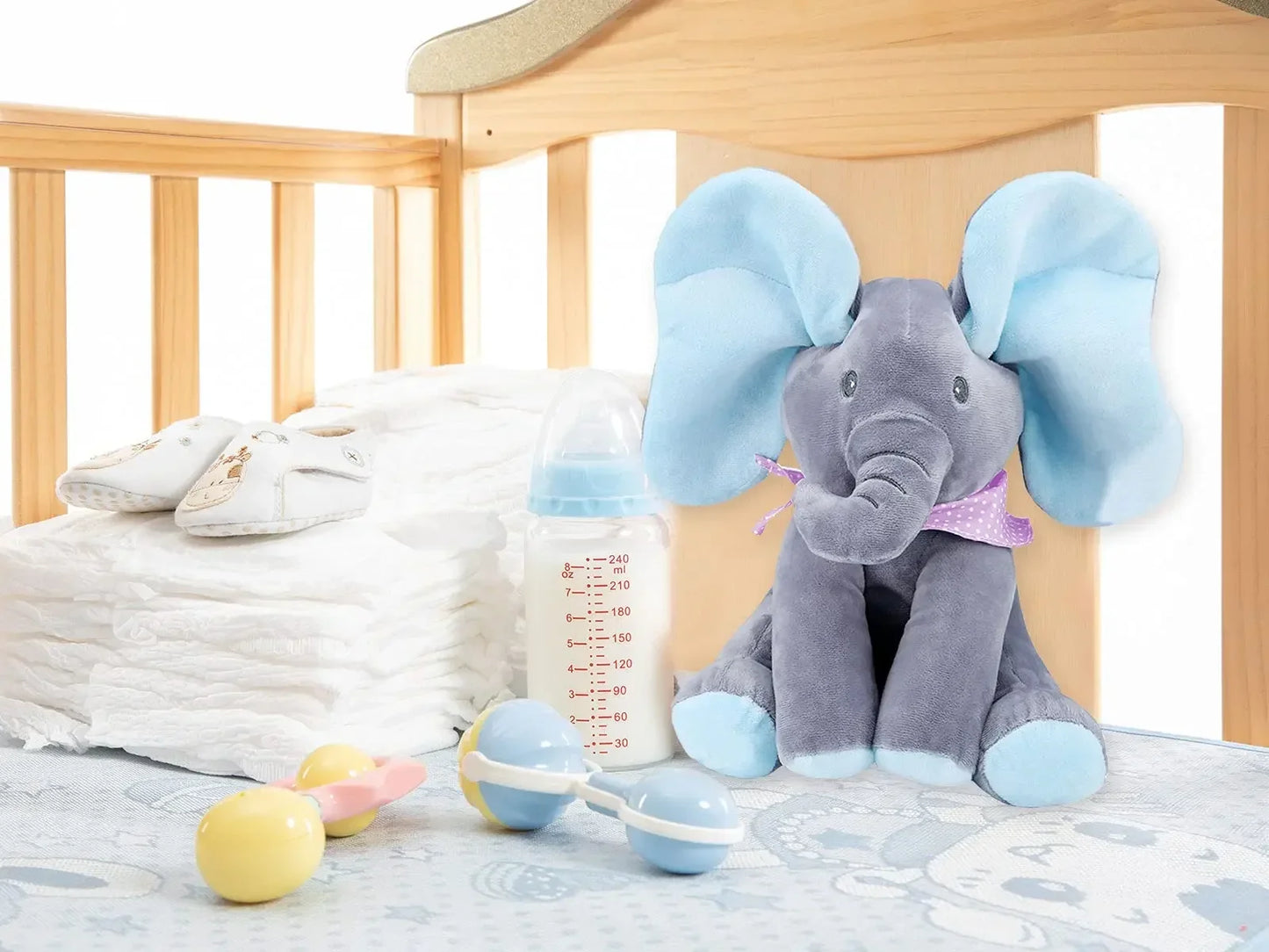 Animated Plush Singing Elephant Toy with Moving Ears - Adorable Stuffed Animal for Babies