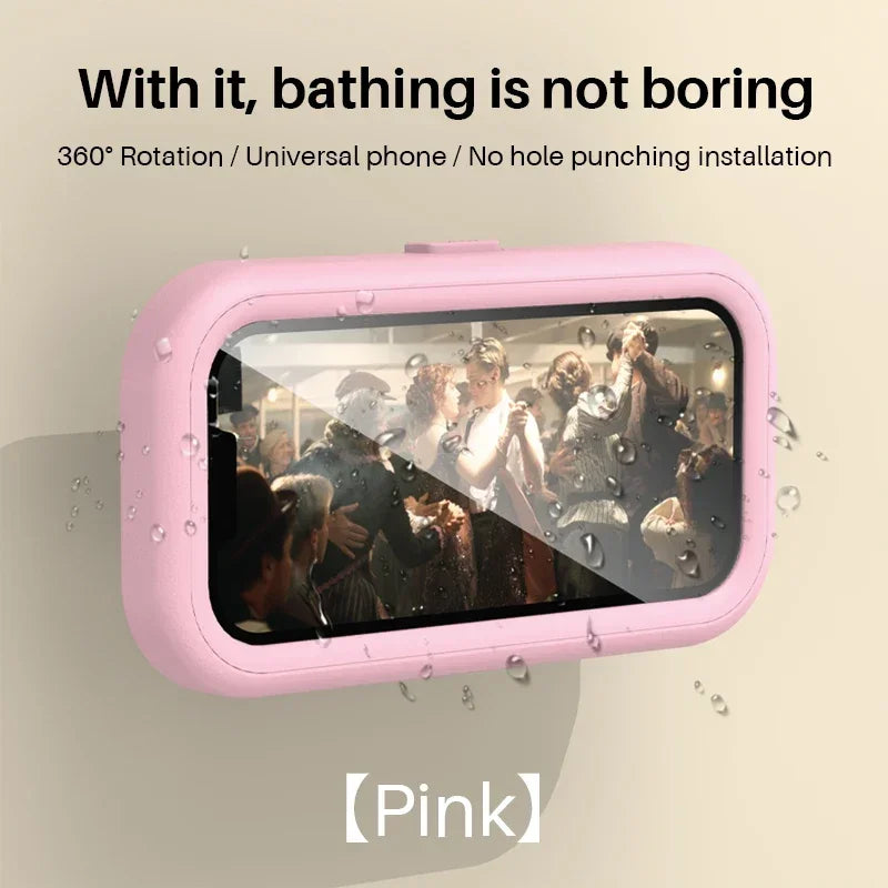 Adjustable Waterproof Wall-Mounted Cell Phone Holder for Shower and Bathroom Use - Compatible with All Smartphones