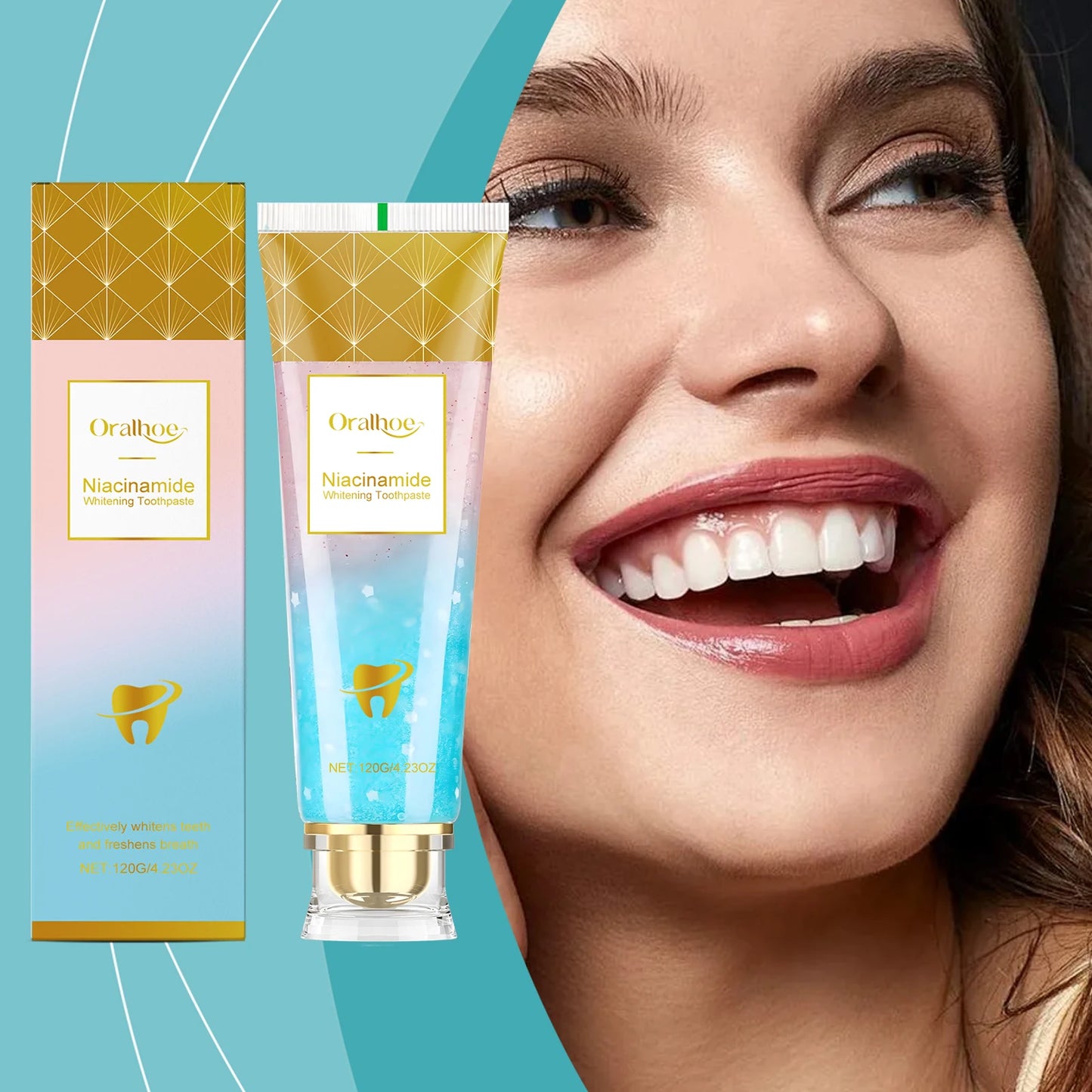 Niacinamide Toothpaste for Plaque Removal, Stain Reduction, Cavity Repair, and Breath Freshening with Lasting Whitening Effects