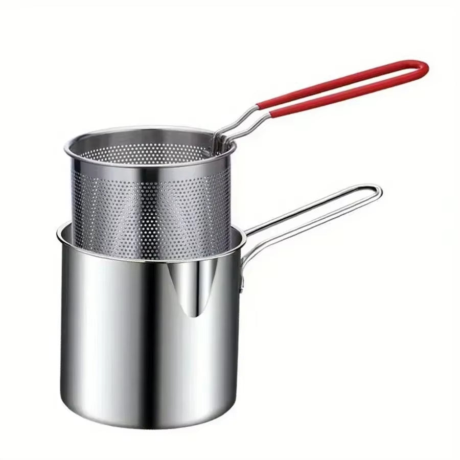 Professional Stainless Steel Fryer for French Fries and Chicken Wings with Filter Screen, Tianfu Luo Pot