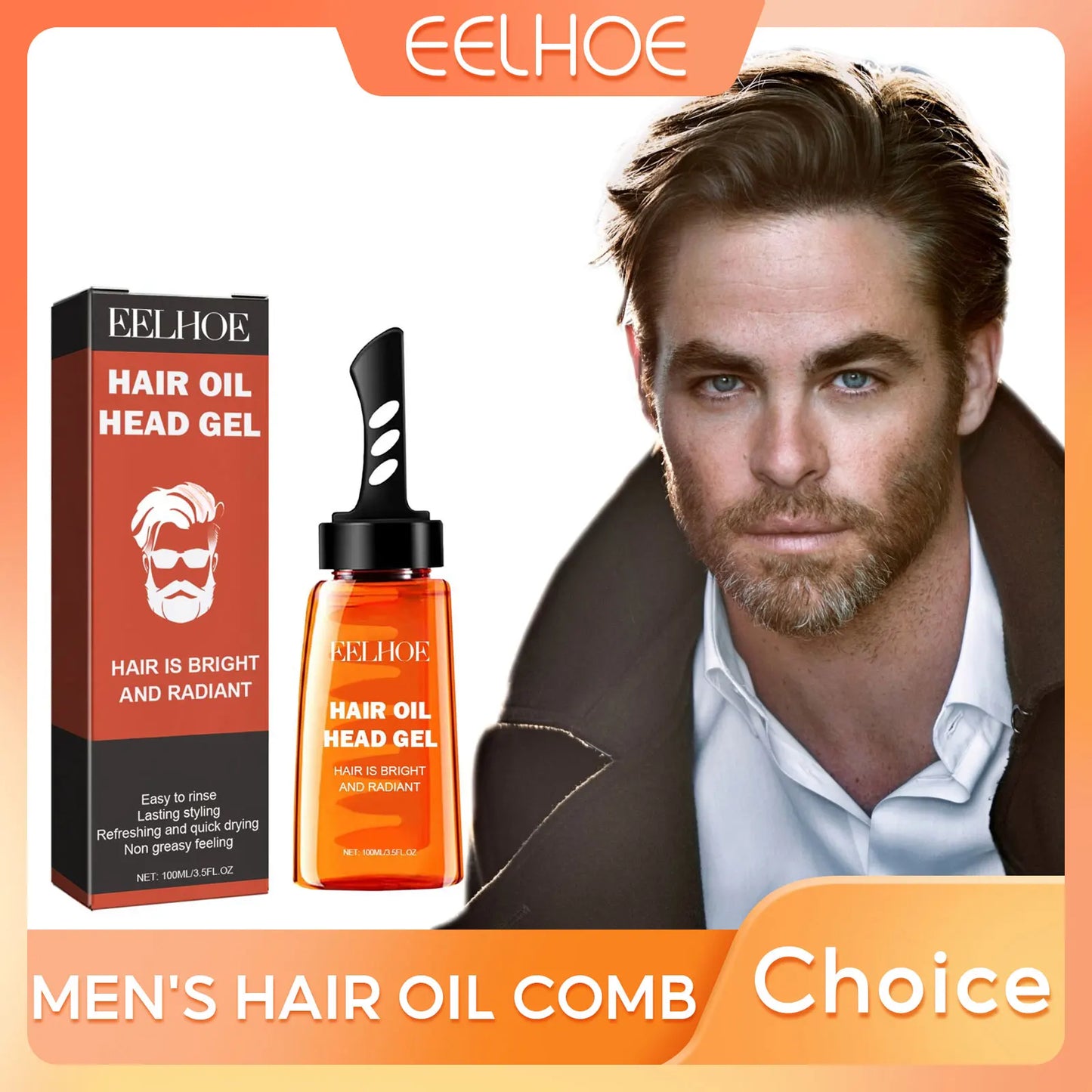 Men's Professional Hair Wax Gel with Tooth Comb - Long-Lasting Fluffy Styling Oil and Pomade