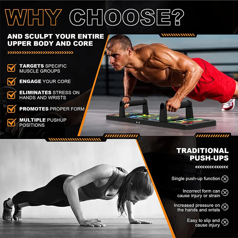 Adjustable Multi-Mode Folding Push-Up Board for Core Muscle Training with Chest, Abdomen, and Back Partition