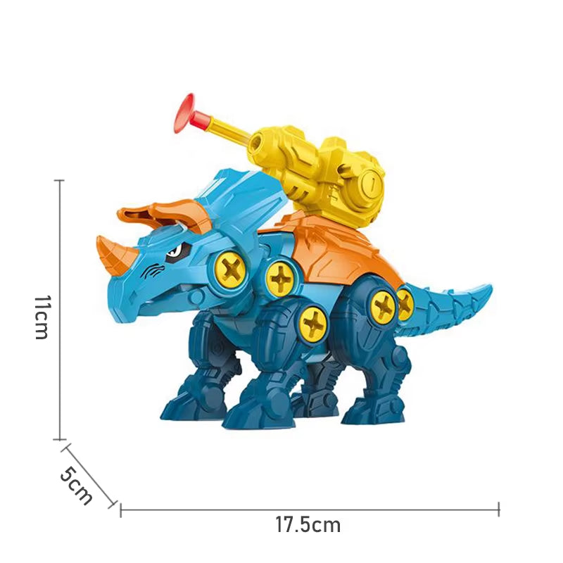 Children's 3D Dinosaur Puzzle Toy with Press-to-Fire Bullet Mechanism and DIY Detachable Assembly