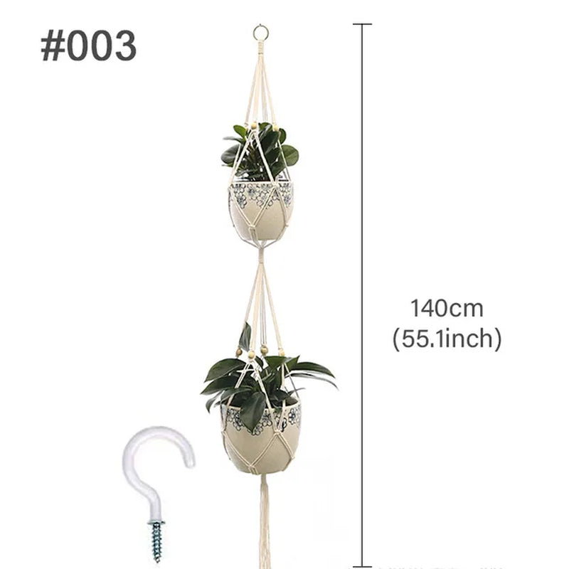 Macrame Hanging Planter - Decorative Wall Plant Holder and Flower Basket for Balcony Décor