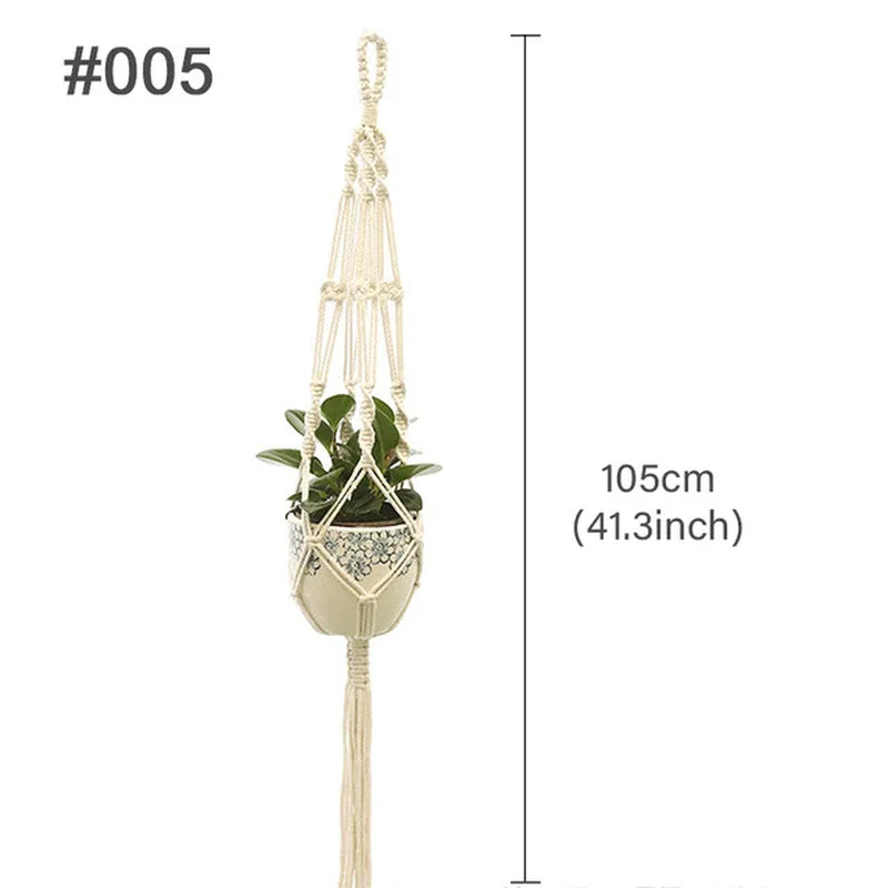Macrame Hanging Planter - Decorative Wall Plant Holder and Flower Basket for Balcony Décor