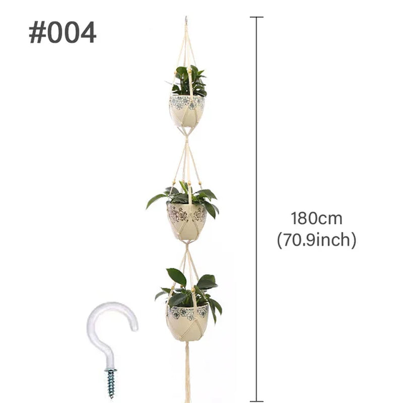Macrame Hanging Planter - Decorative Wall Plant Holder and Flower Basket for Balcony Décor