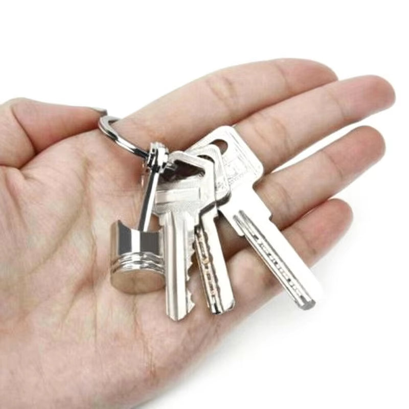 Car Engine Piston Style Keychain Key Ring Creative Metal Piston Model Keyring Keyfob Key Pendant Keychain Decor Car Accessories