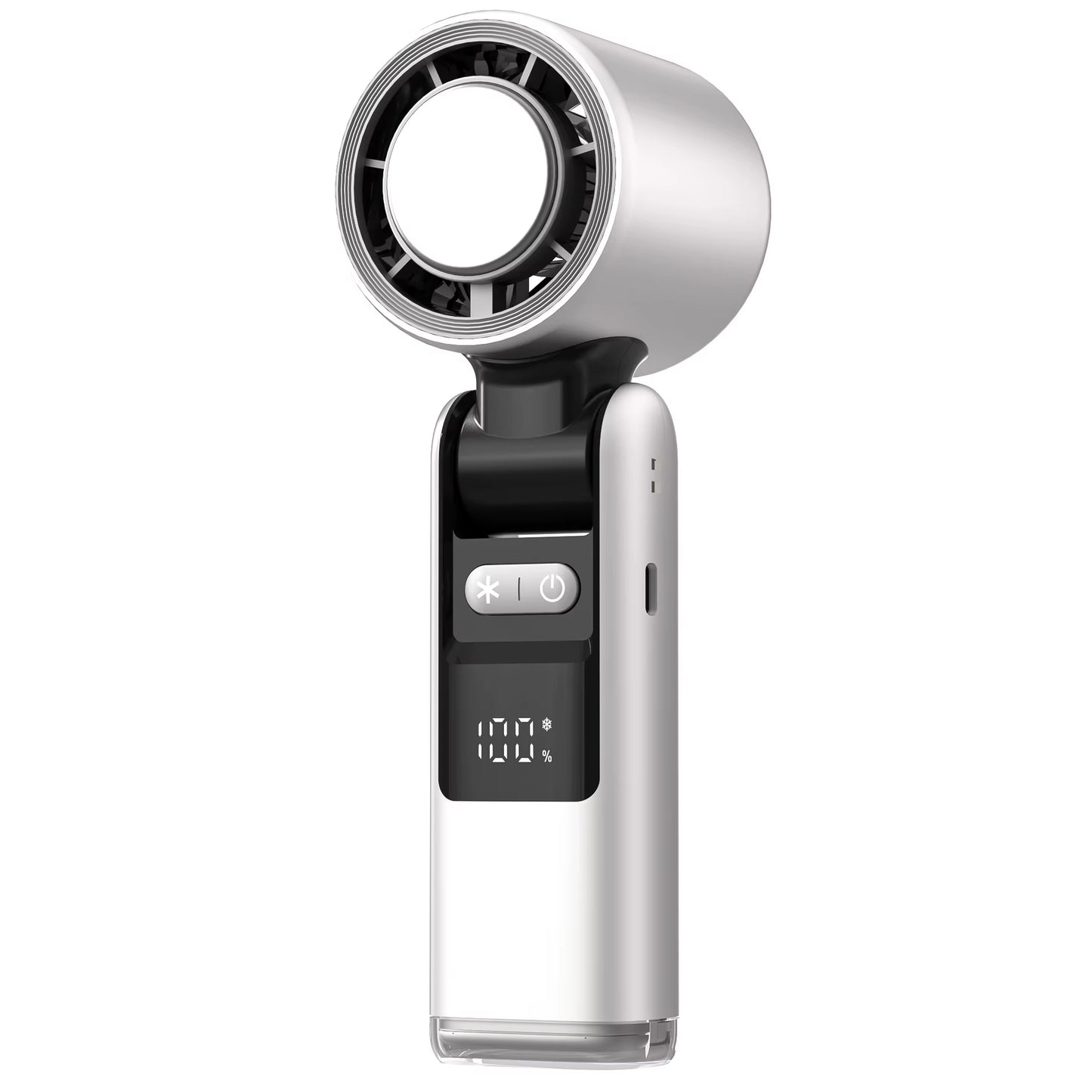 100 Turbos Chilled Ice Sensation Mini Turbo Speed Fan with USB Power and Digital Display for Outdoor Camping, Office, and Dorm Use