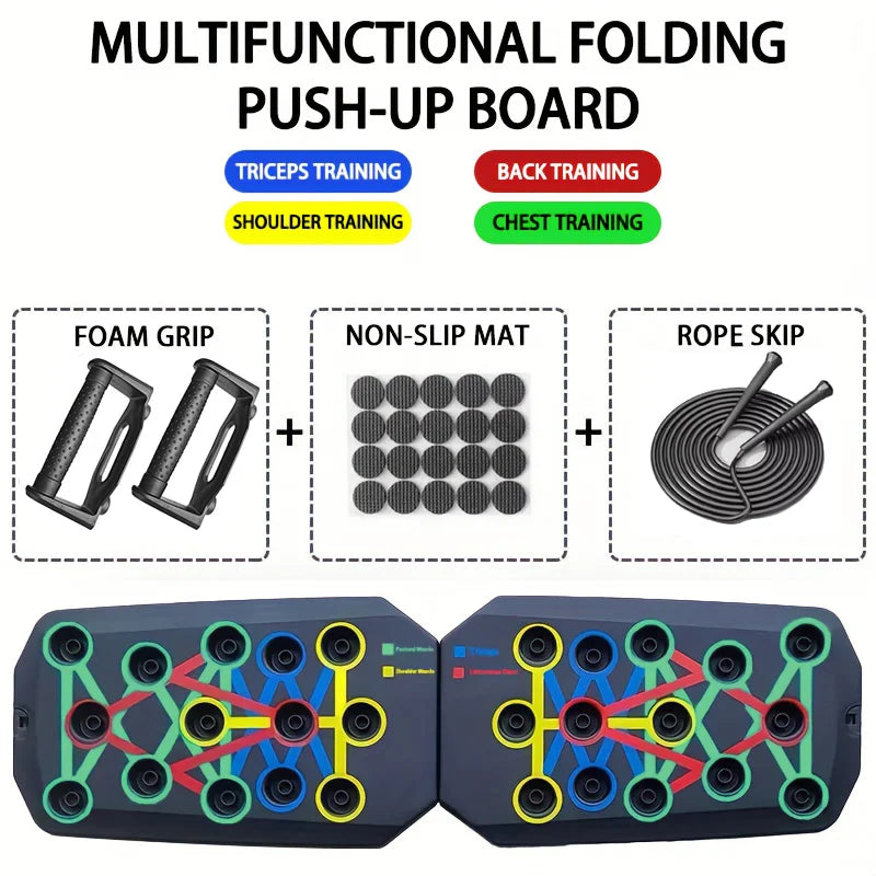 Portable Multifunctional Push-Up Board Set - Foldable Fitness Equipment for Comprehensive Chest, Abdomen, Arms, and Back Training