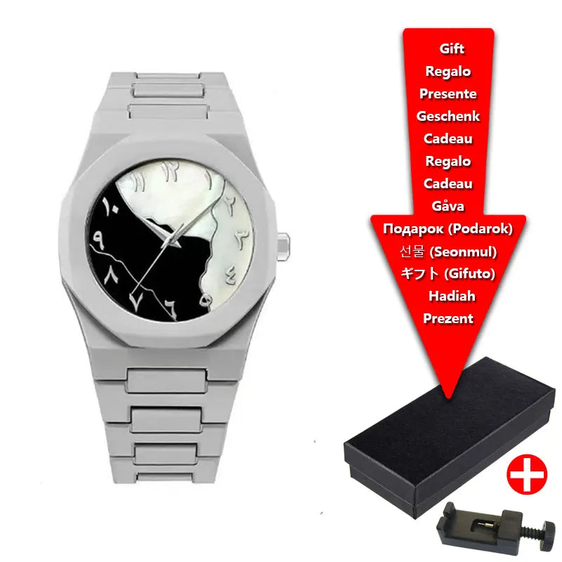 Classic Middle Eastern Arabic Numerals Blue Dial Quartz Watch for Men'S Casual Plastic Strap Women'S Waterproof Clock