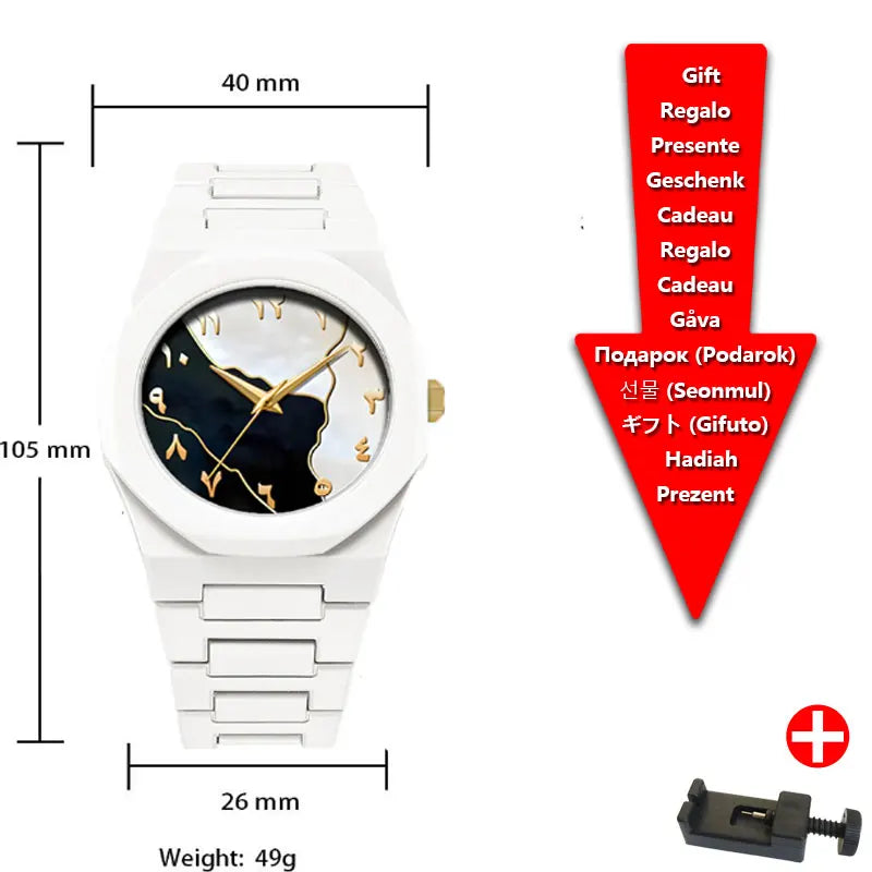 Classic Middle Eastern Arabic Numerals Blue Dial Quartz Watch for Men'S Casual Plastic Strap Women'S Waterproof Clock