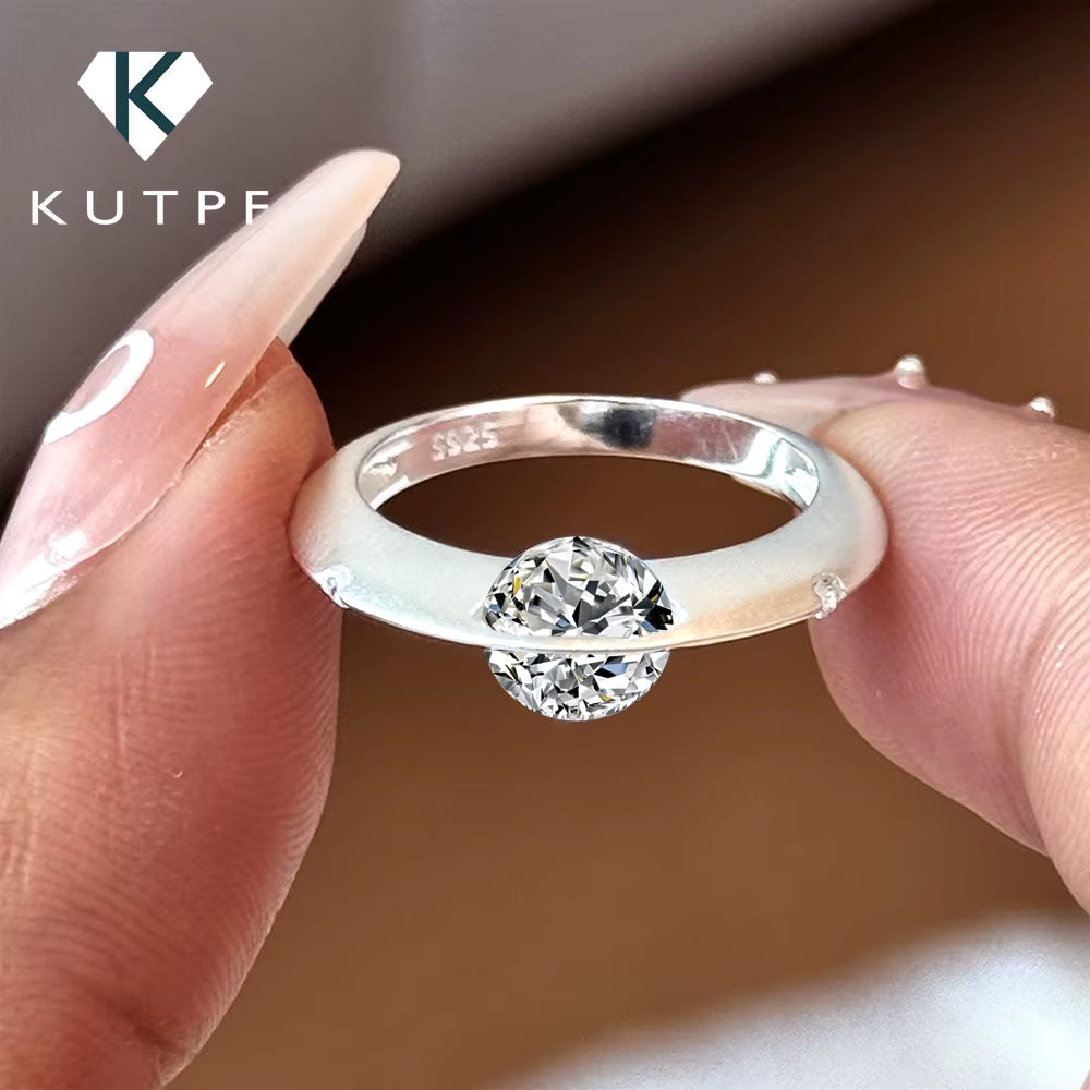 1 Carat Moissanite Solitaire Engagement Ring for Women in 925 Sterling Silver with Certification
