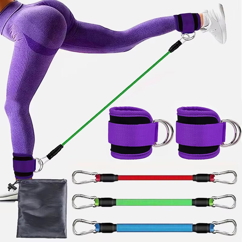 Professional Resistance Band Set with Ankle Straps for Fitness and Yoga - Elastic Exercise Equipment for Men and Women