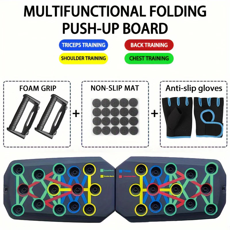 Portable Multifunctional Push-Up Board Set - Foldable Fitness Equipment for Comprehensive Chest, Abdomen, Arms, and Back Training