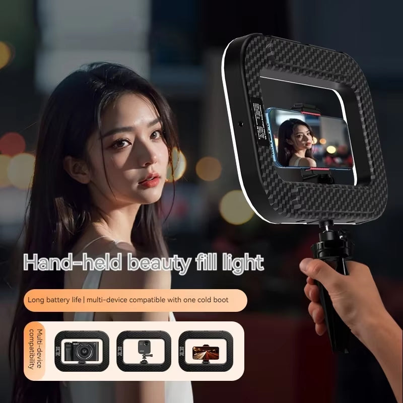 Rechargeable Handheld Ring LED Fill Light for Mobile Phone Live Broadcasting and Desktop Photography
