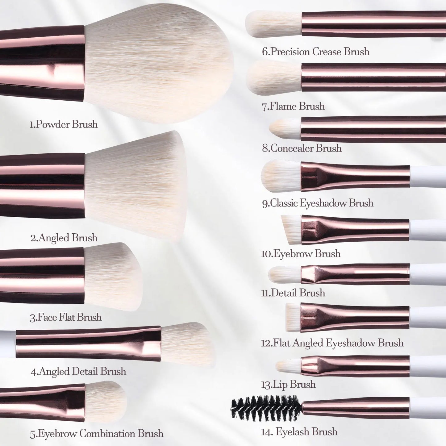 14-Piece Professional Makeup Brush Set with Illuminated Mirror and USB Rechargeable Short Handle Brushes