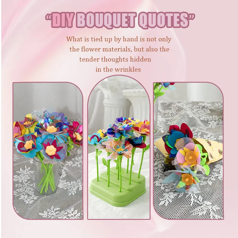 Fabric Flower Bouquet DIY Craft Kit for Kids - Handmade Floral Toys for Girls, Perfect Christmas or Birthday Gift