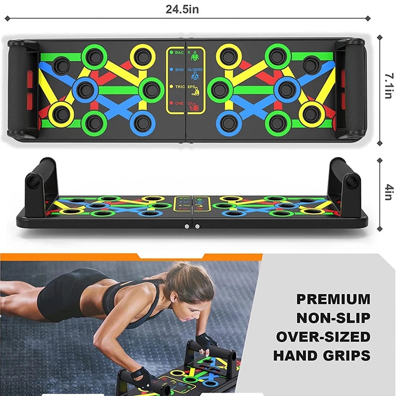 Adjustable Multi-Mode Folding Push-Up Board for Core Muscle Training with Chest, Abdomen, and Back Partition