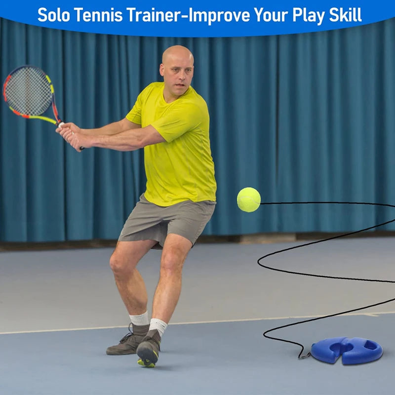 Professional Tennis Training Aid with Heavy-Duty Base and Elastic Rope for Rebound Practice