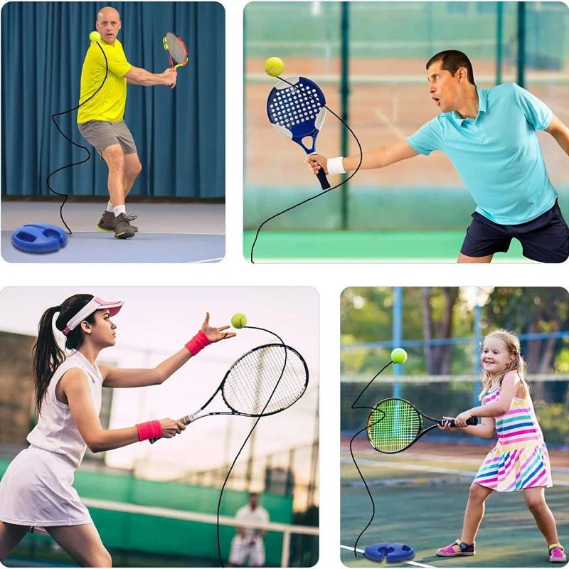 Professional Tennis Training Aid with Heavy-Duty Base and Elastic Rope for Rebound Practice