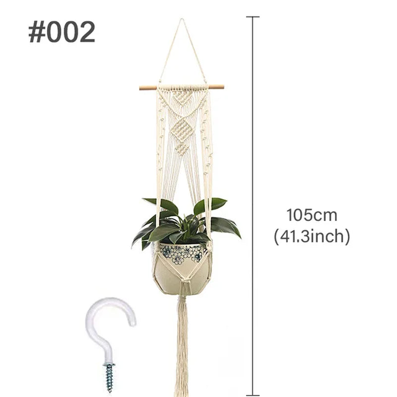 Macrame Hanging Planter - Decorative Wall Plant Holder and Flower Basket for Balcony Décor