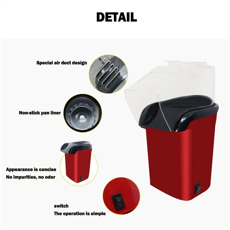 Mini Electric Popcorn Maker - Fully Automatic Home Kitchen Appliance