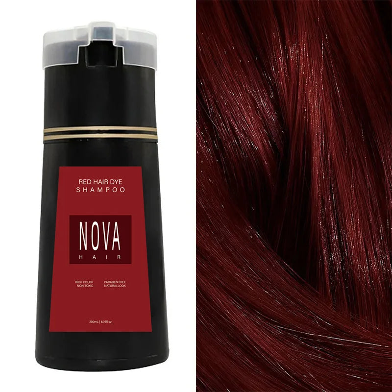 Nova Natural Moisturizing Hair Dye and Hair Care 3-in-1 Shampoo for Effective White Hair Coverage and Oil Control