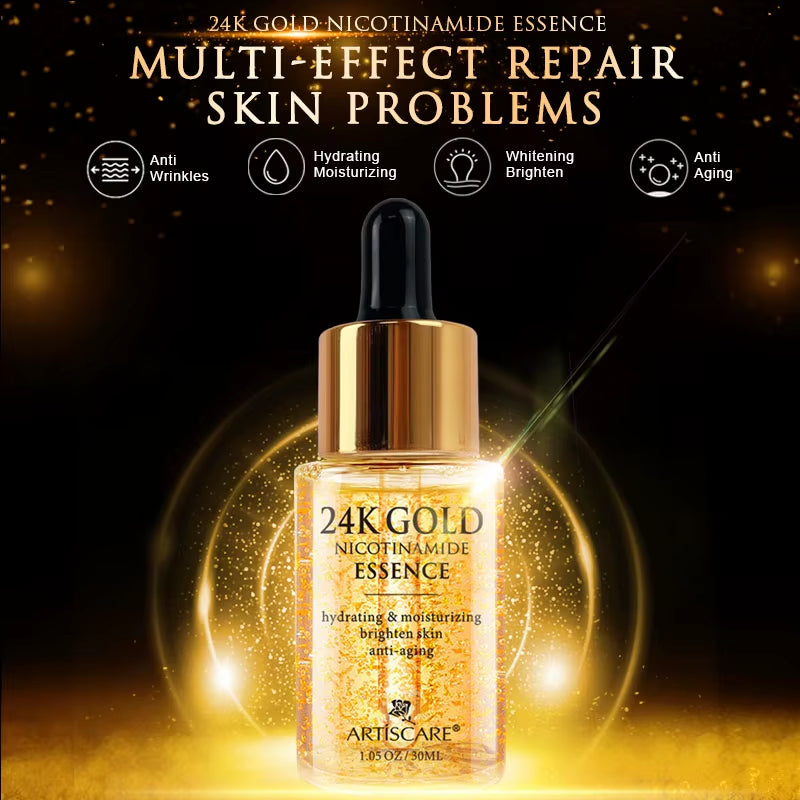 24K Gold Skincare Set: Moisturizing Face Cream, Serum, and Dark Circle Essence - Premium Korean Skin Care Products