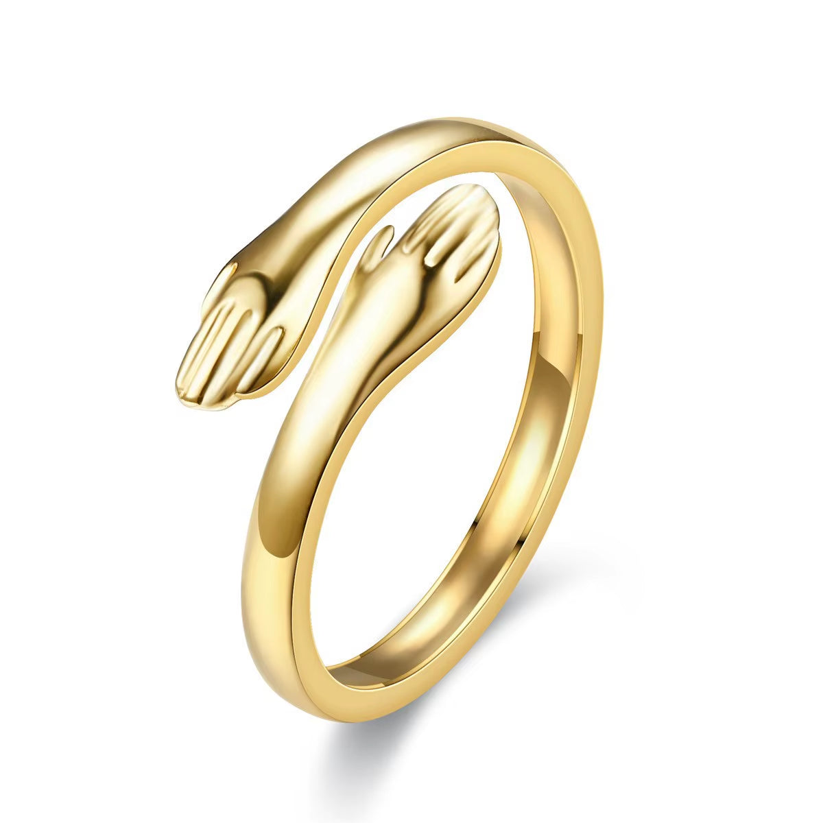 2025 Engravable Simple Hug Open Ring - Stainless Steel Couple's Fashion Ring in Solid Color