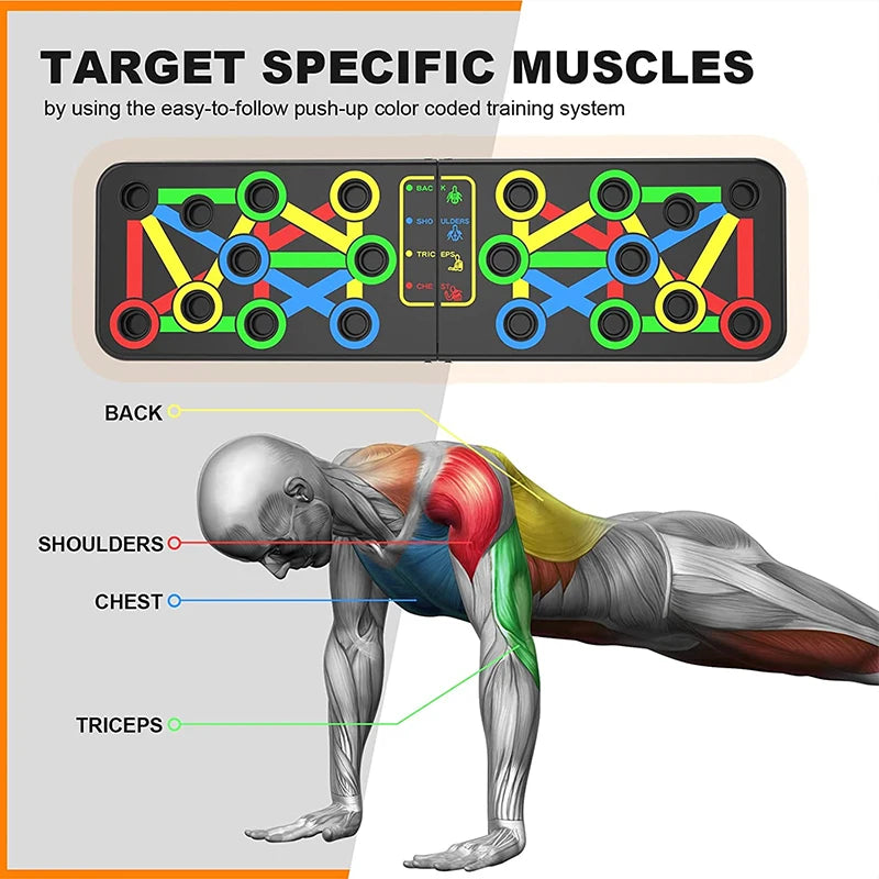 Adjustable Multi-Mode Folding Push-Up Board for Core Muscle Training with Chest, Abdomen, and Back Partition