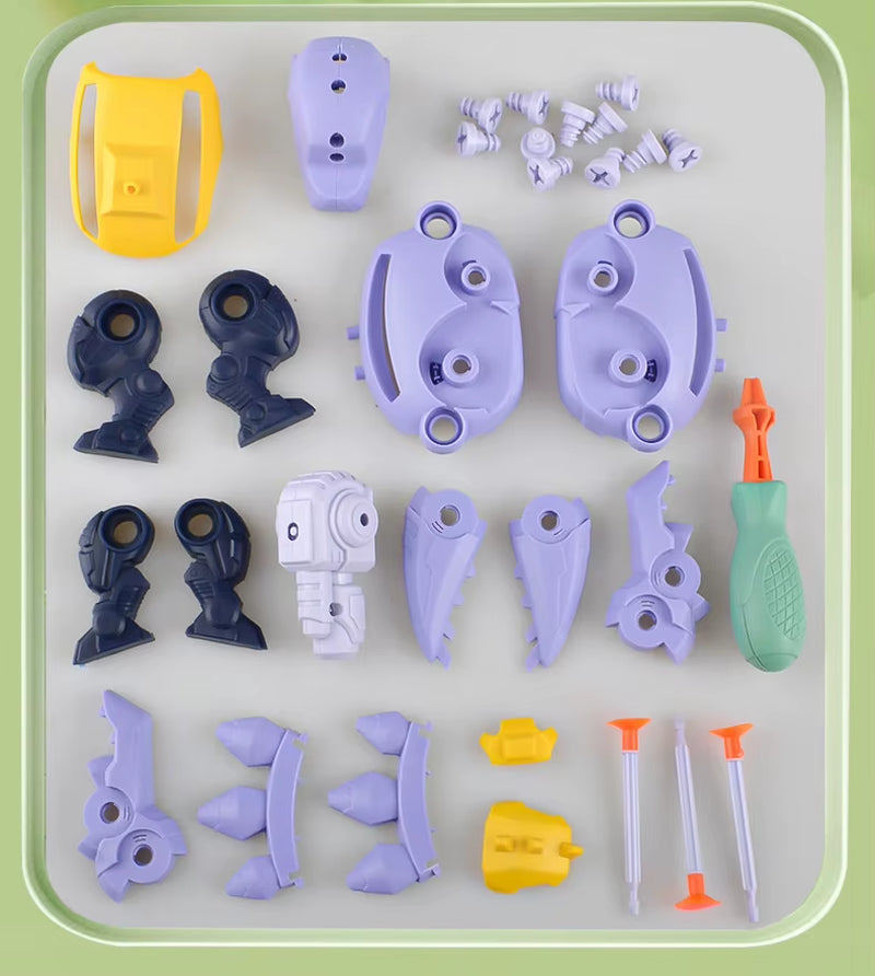 Children's 3D Dinosaur Puzzle Toy with Press-to-Fire Bullet Mechanism and DIY Detachable Assembly