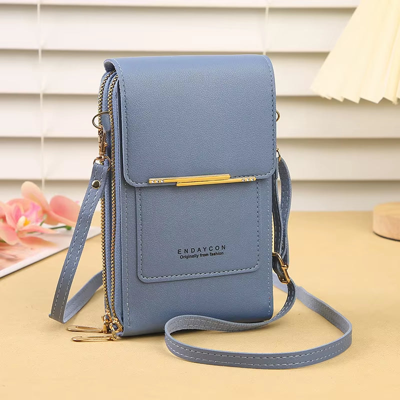 Fashionable Touch Screen Lock Crossbody Cell Phone Bag for Women with Card Holder