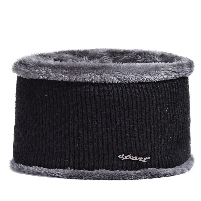 Men's Winter Outdoor Hat with Ear Protection - Warm Thick Knitted Cap, Scarf, and Windproof Visor for Cycling