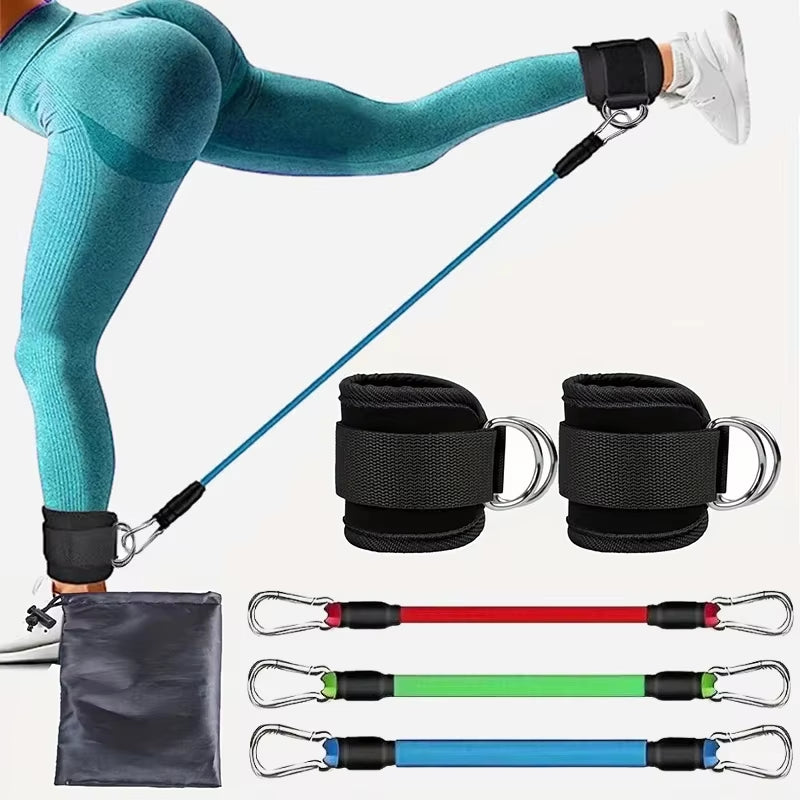 Professional Resistance Band Set with Ankle Straps for Fitness and Yoga - Elastic Exercise Equipment for Men and Women