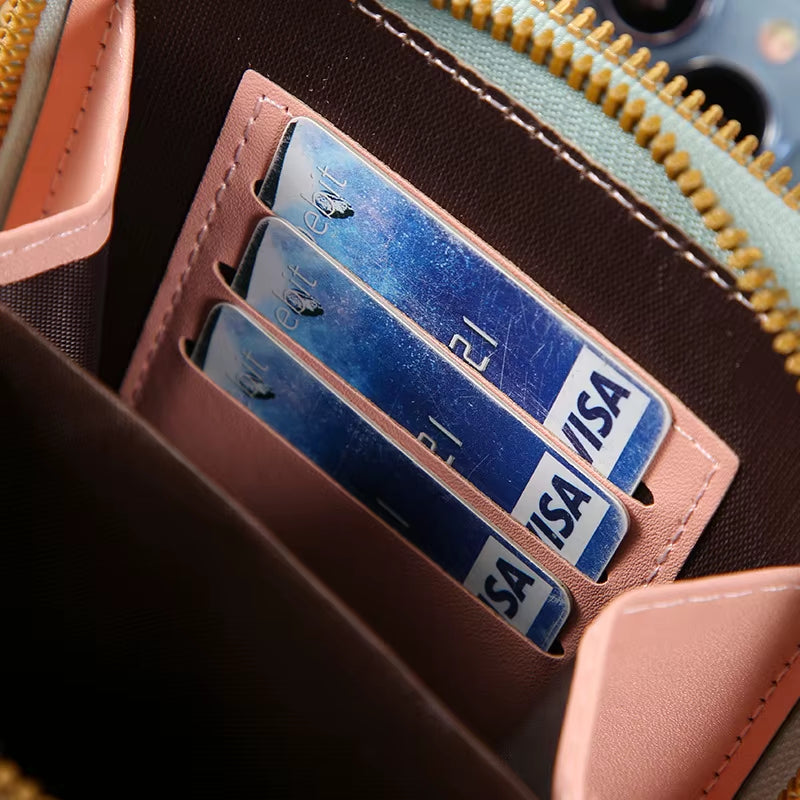 Fashionable Touch Screen Lock Crossbody Cell Phone Bag for Women with Card Holder