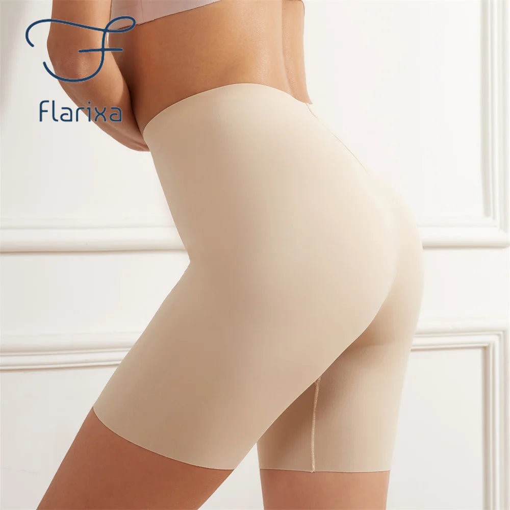 Seamless High-Waist Tummy Control Boyshorts for Women - Ice Silk Hip Lift Underwear