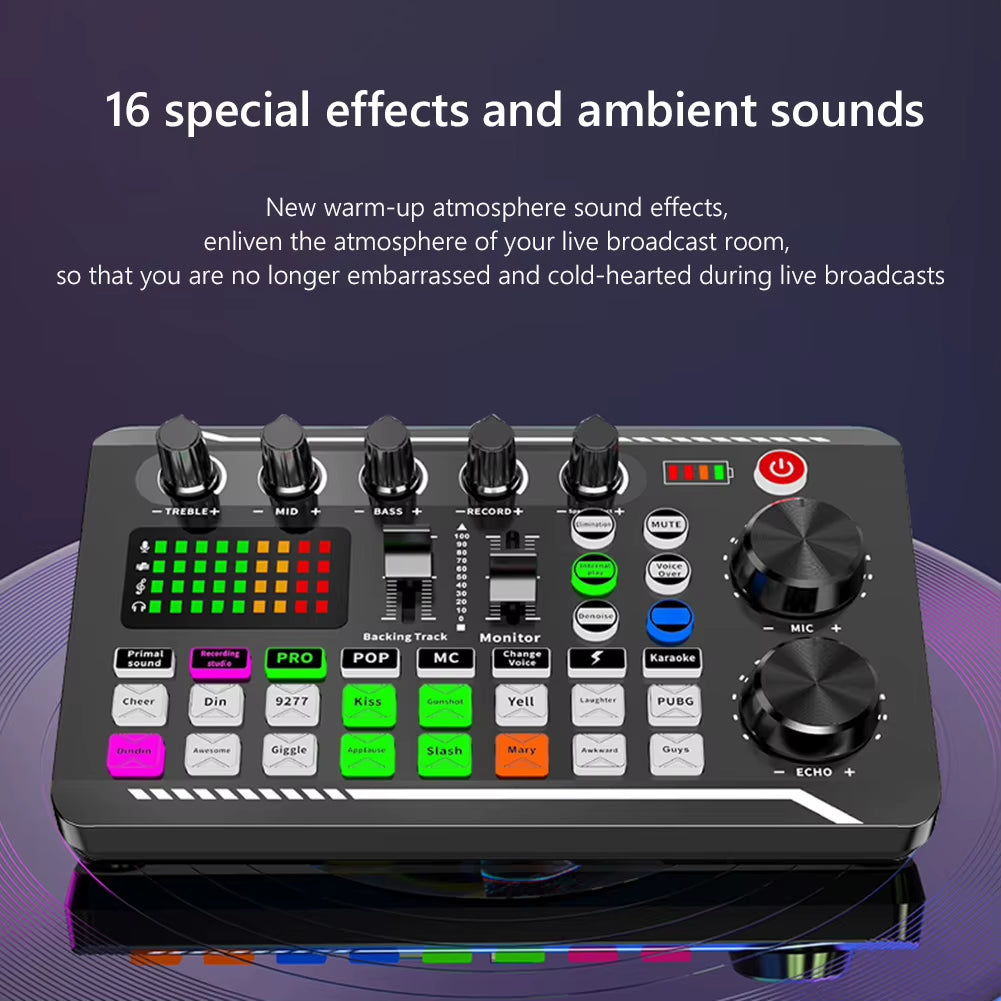 F998 Professional Multifunctional Audio Mixer and Sound Card Kit for Recording and Mixing on Phone and PC