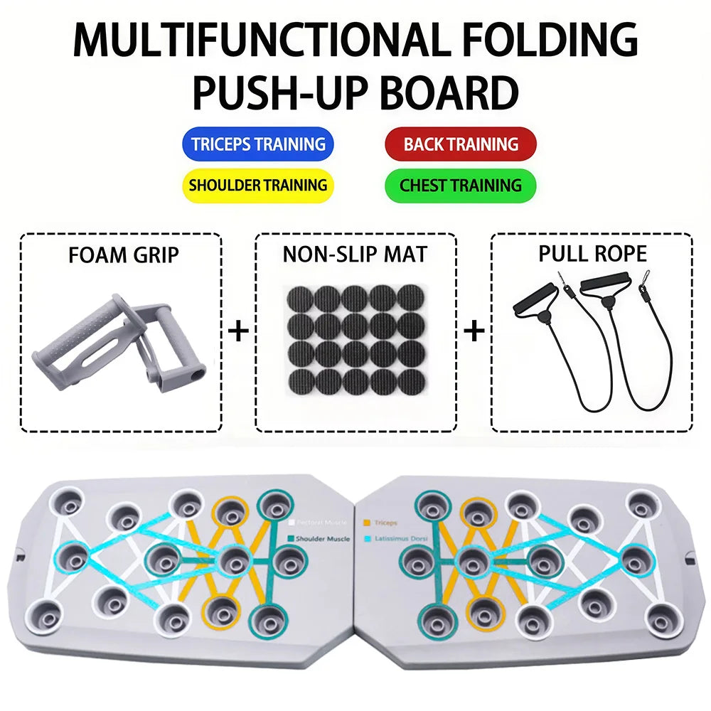 Portable Multifunctional Push-Up Board Set - Foldable Fitness Equipment for Comprehensive Chest, Abdomen, Arms, and Back Training