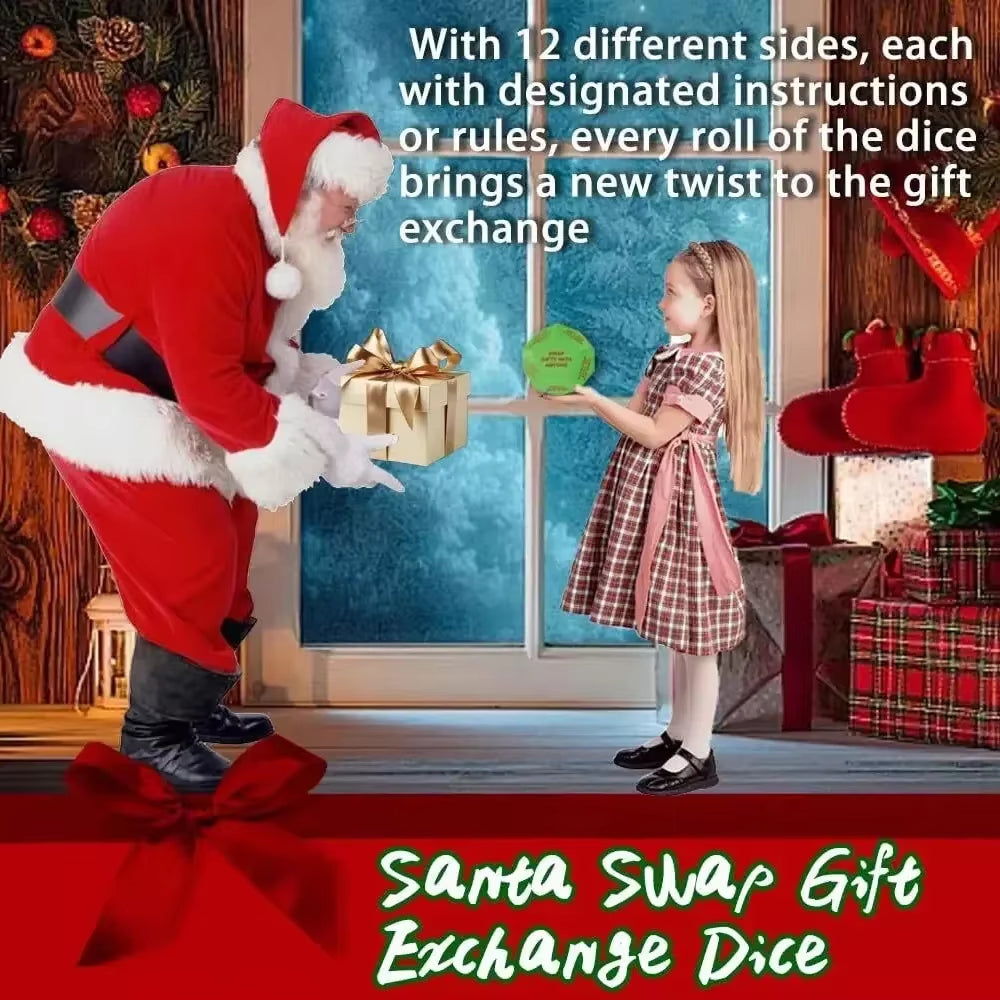 Christmas Exchange Dice for Santa Swap - Family Party Game Props and Creative Holiday Decor Gift