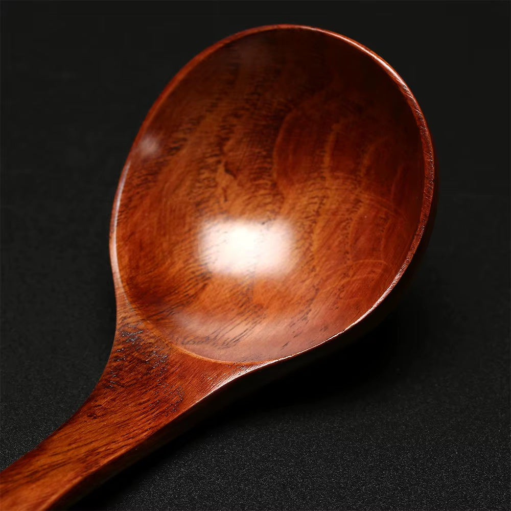 Natural Wooden Large Soup Ladle with Long Handle - Versatile Cooking Scoop for Ramen, Rice, and Catering Tableware