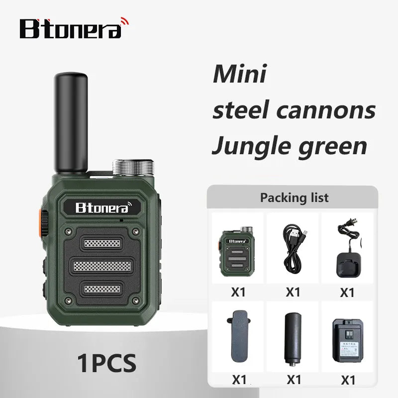 BT-330 Mini PMR 446 Two-Way Radio Walkie Talkie with USB Port - Portable Dual PTT Communication Device for Hunting and Cafés