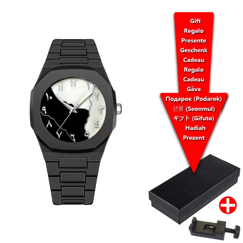 Classic Middle Eastern Arabic Numerals Blue Dial Quartz Watch for Men'S Casual Plastic Strap Women'S Waterproof Clock