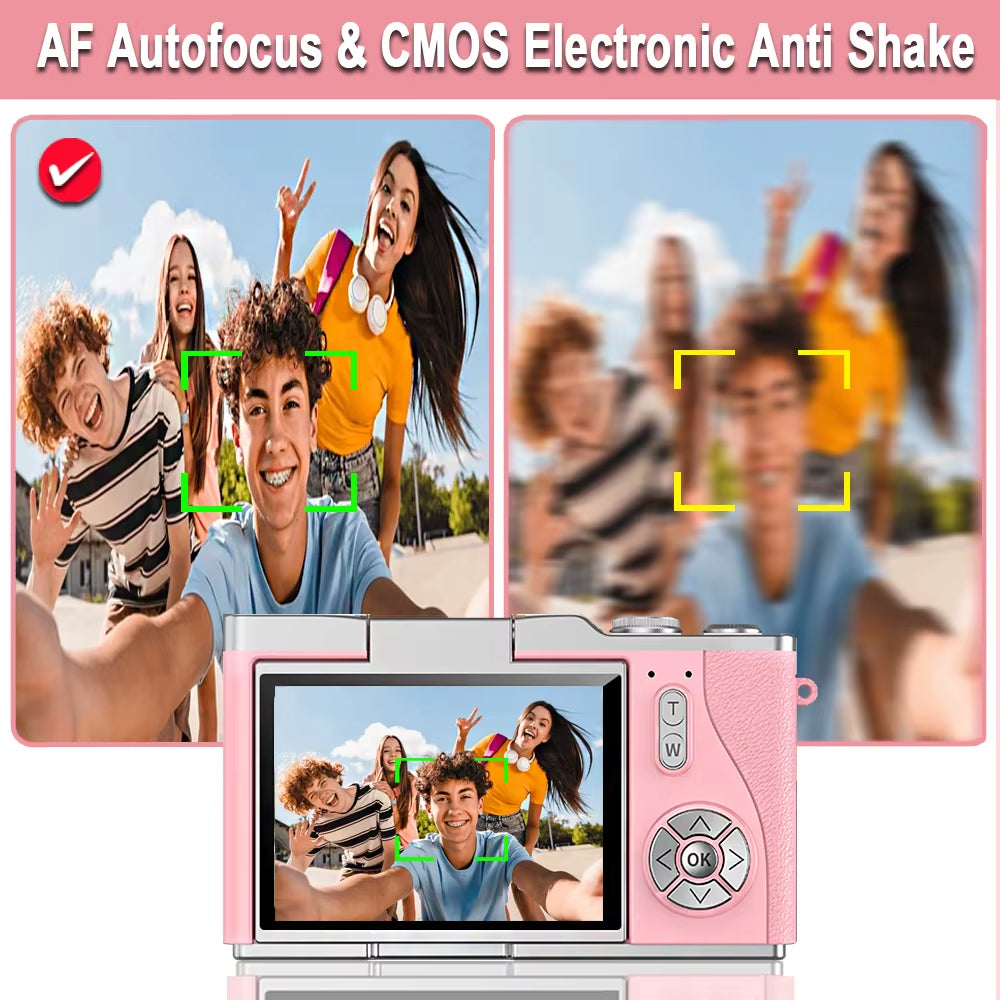4K CCD Digital Camera - 48MP Compact Photography Camera with 180° Flip Screen for Students and Beginners