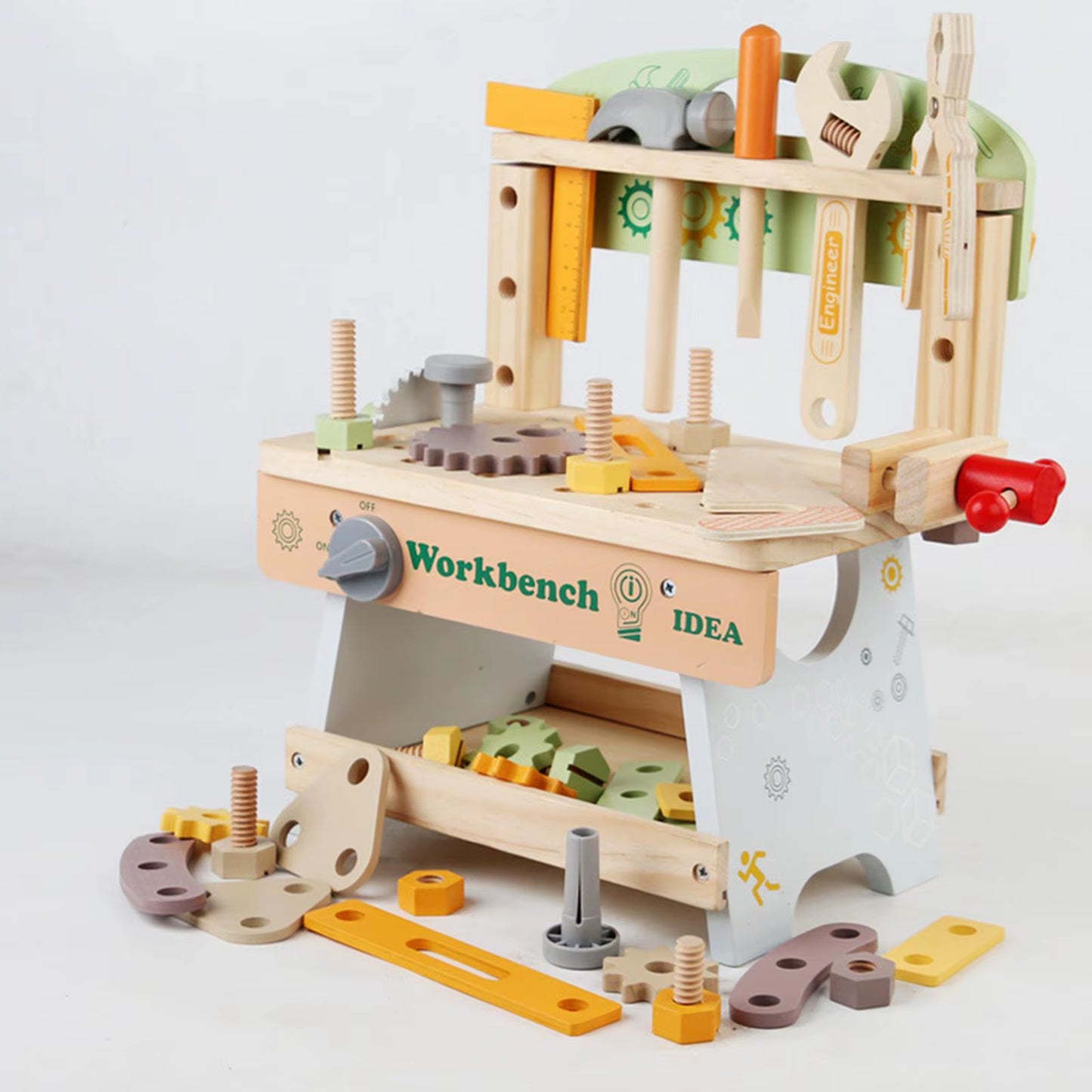 Multifunctional Wooden Tool Bench Play Set for Children Aged 3-5 - Ideal DIY Repair Kit for Boys and Girls